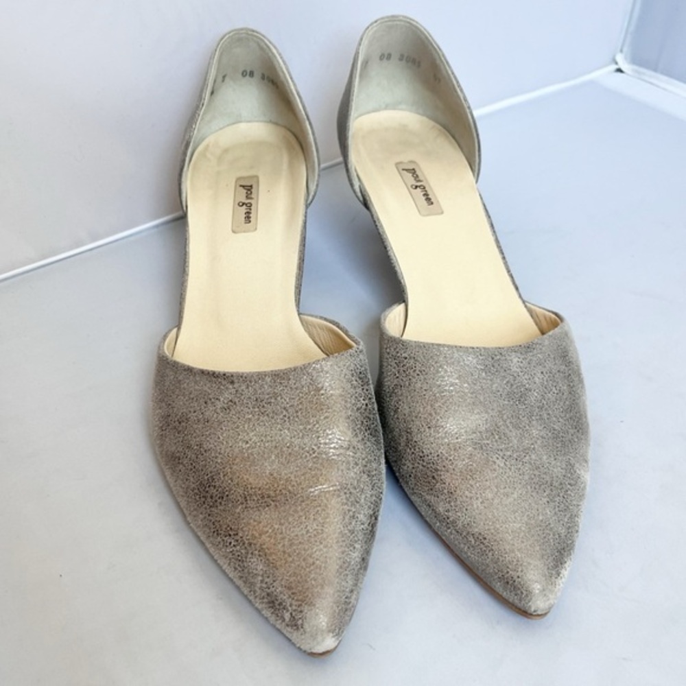 Paul Green silver soft suede kitten heels size 7